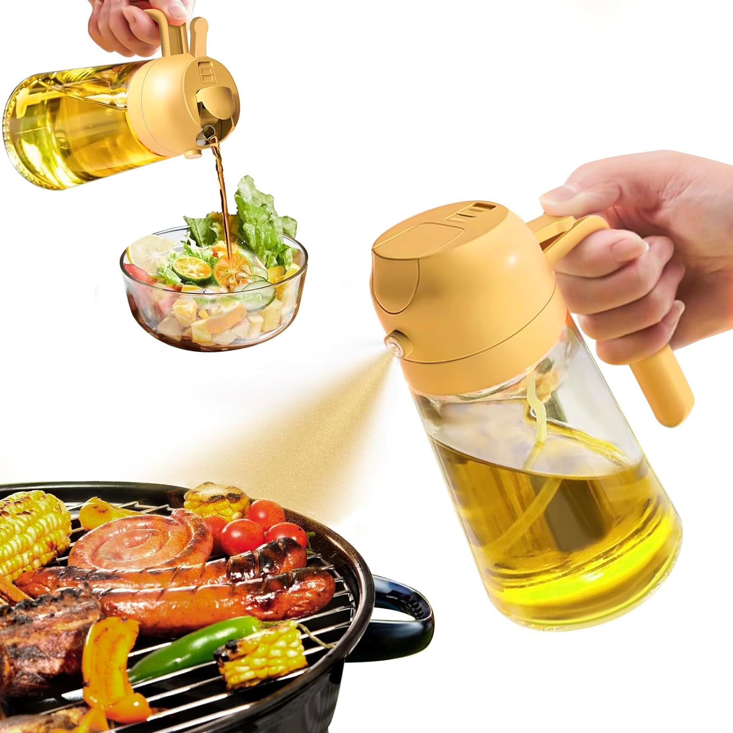 Oil Sprayer, Oil Dispenser Bottle, Glass Oil Bottle, Oil Spray Bottle, Food-grade Oil Mister for Air Fryer, Salad, Frying, BBQ -17oz/500ml (2 in 1) Oil Sprayer, Oil Dispenser Bottle, Glass Oil Bottle, Oil Spray Bottle, Food-grade Oil Mister for Air Fryer, Salad, Frying, BBQ -17oz/500ml (2 in 1)
